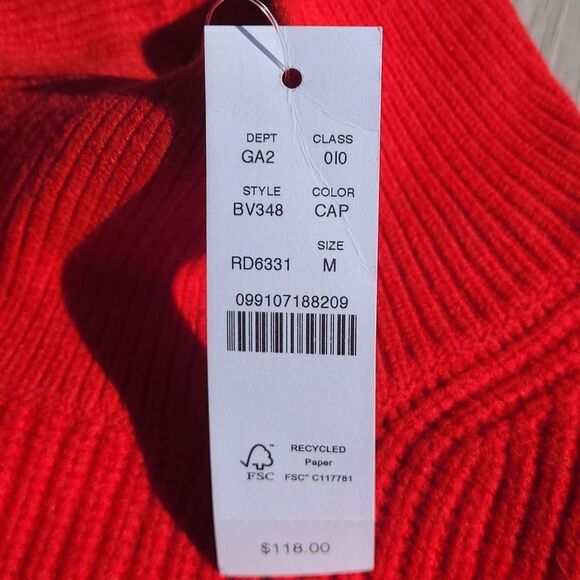 J Crew Cotton Mock Neck Ribbed Sweater Red Size M NWT - Picture 4 of 4